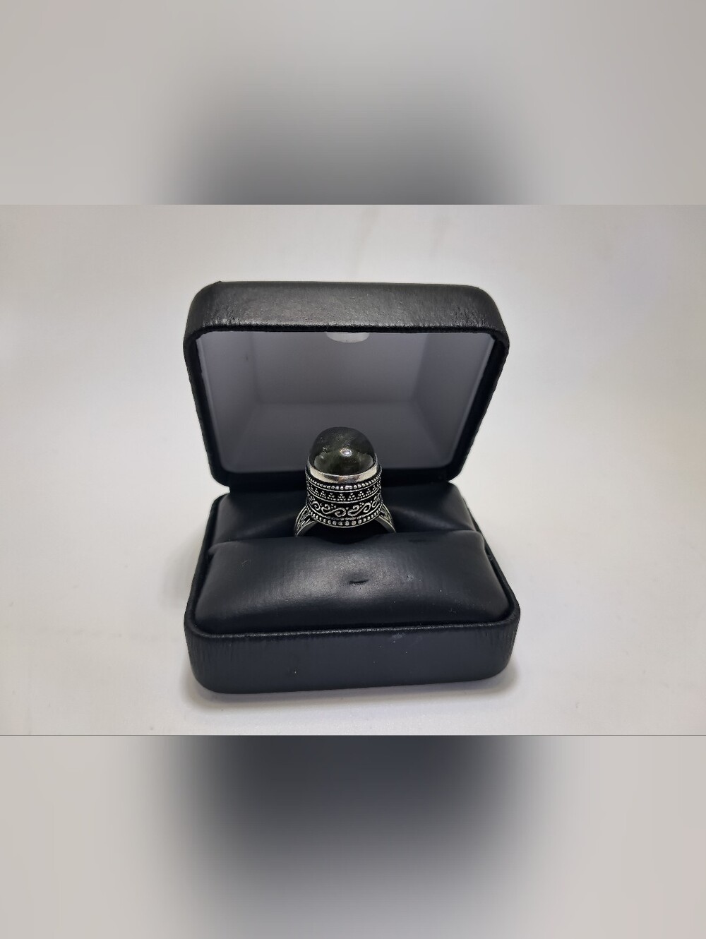Vintage Turkish 925 Sterling Silver Labradorite Statement Ring Size 8.5 - Picture 6 of 6